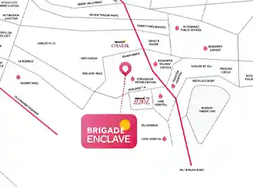 Brigade Enclave location map, Moti Nagar, Hyderabad