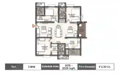 3 BHK 2015 - 2025 SqFt